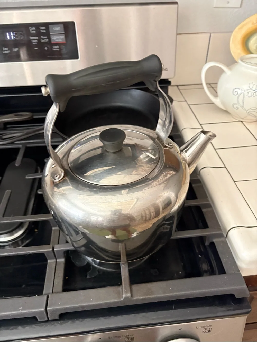 2 Quart Stainless Steel Tea Kettle with Black Handle